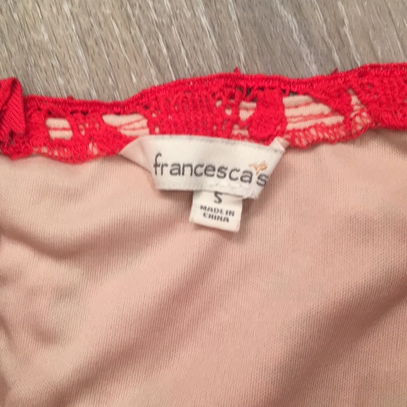 Francesca’s red lace off the shoulder dress size small - Picture 9 of 14